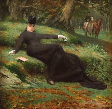 Rendez vous in the Bois de Boulogne Jan van Beers woman Oil Paintings